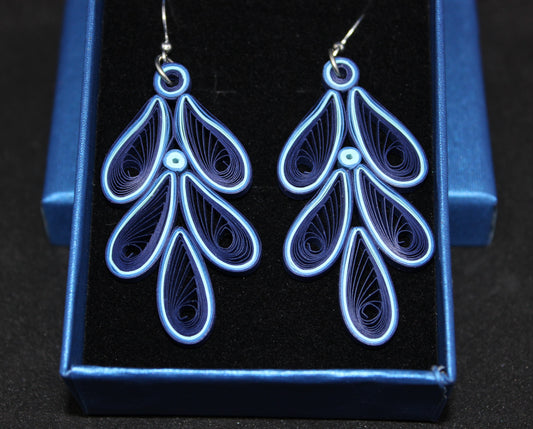 Quilled earrings - Dark Blue Cascade