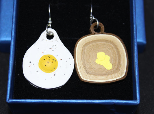 Quilled earrings - Fried Egg & Toast
