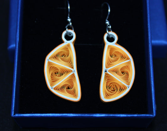 Quilled earrings - Tangerine Vortex
